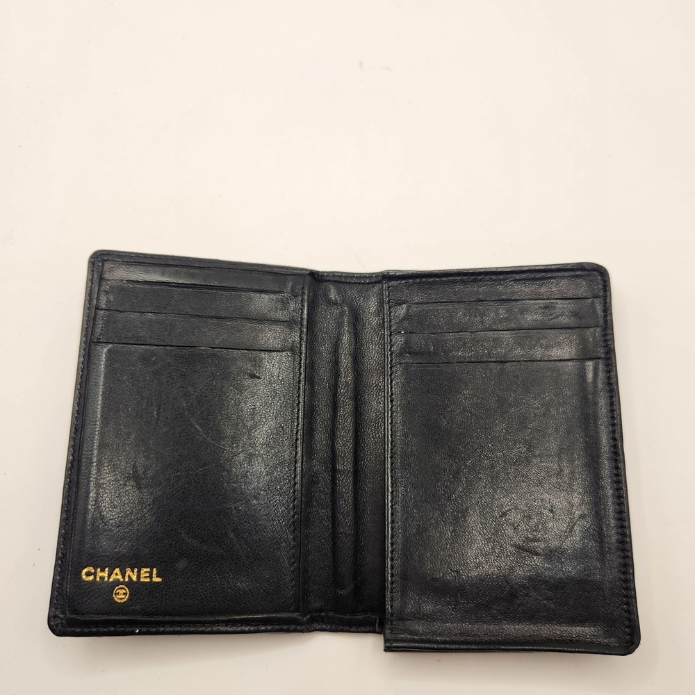 Authentic Vintage Chanel Black Leather CC Logo Compact Wallet Card COA France - Picture 3 of 13